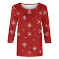 thumbnail image 5 of Jsaierl Christmas Shirts Women Funny Snowflake Graphic Tees Loose Fit Petite Round Neck T-shirt 3/4 Sleeve Tunic Blouse Tops S-5XL, 5 of 5