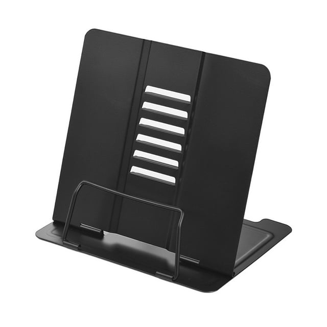 Amdohai Support de Livre en Acier Réglable à Six Angles, Étagère à Livres, Porte-Documents, Excellent Outil de Lecture pour Magazine, Document, Livre de Cuisine, Tablette, Lot de 1, Noir