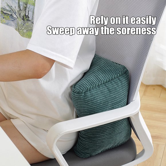 Almohada de apoyo lumbar portátil, cojín de pana para oficina, coche, viajes, siestas, ergonómica, alivio del dolor de espalda, almohada suave para asiento.