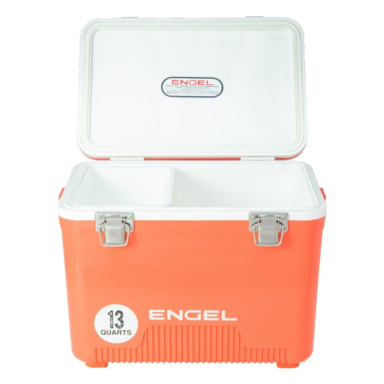 ENGEL 13 Quart Compact Durable Ultimate Leak Proof Outdoor Dry Box Cooler  in Coral with Stain and Odor-Resistant Surface for 18 Cans or 12 lbs of Ice