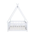 thumbnail image 6 of Noble House Misty Twin Teepee Floor Bed with Safety Fence and Door, Solid Rubber Wood Tent Bed, Kid's Room, White, 6 of 9