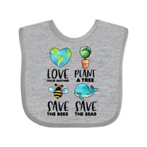 Inktastic Earth Day Plant a Tree Save the Bees Save the Seas Love Your Mother Earth Boys or Girls Baby Bib