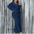thumbnail image 4 of Women's Plus Size Long Sleeve V-Neck Solid Color Fishtail Evening Sparkle Sequin Slim Party Midi Dress Wrap Ruffle Sleeve Dress Cocktail Party Formal Dress Xl-4Xl, 4 of 8