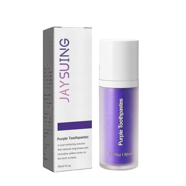 Jaysuing Purple Teeth Whitening Toothpaste Care Gum Cleaning Tooth Stains Oral Odor White Dazzling White Toothpaste -