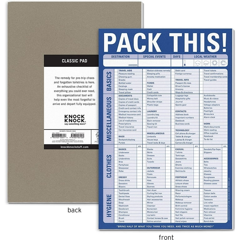 Knock Knock Pack This! Pad