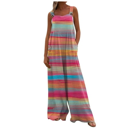 

Xihbxyly Jumpsuits for Women 2023 Summer Casual Maternity Overalls Boho Comfy Cotton Linen Jumpsuit Baggy Button Bib Loose Overalls Plus Size Pants Maxi Pockets Rompers Cool Things #4