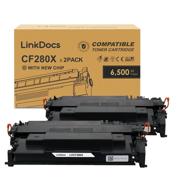 LinkDocs 80X Toner Cartridge Replacement for Compatible HP 80X CF280X Toner Cartridge for use in HP P2055dn P2055 P2055D P2055X HP Pro 400 M401n M401dne M401dw MFP M425dn Printer(Black 2 Pack)