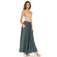 thumbnail image 4 of Sakkas Noemi Women's Long Maxi Summer Casual Boho Skirt Elastic Waist & Pockets - Grey - One Size, 4 of 5