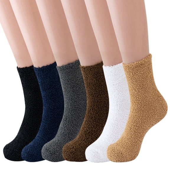 siminsem Women's Winter Knit Plush Warm Socks Thick Fuzzy Mid Calf Home Socks Non Slip Floor Stockings Soft Cozy Thermal Tube Socks for ColdThick Plush Lined Winter Socks for Women Knit , A,One Size