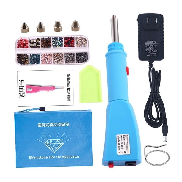 Kit de aplicador de revisión con de imitación fijos con 4 puntas de tamaños, de calor para planchar DIY para Azul