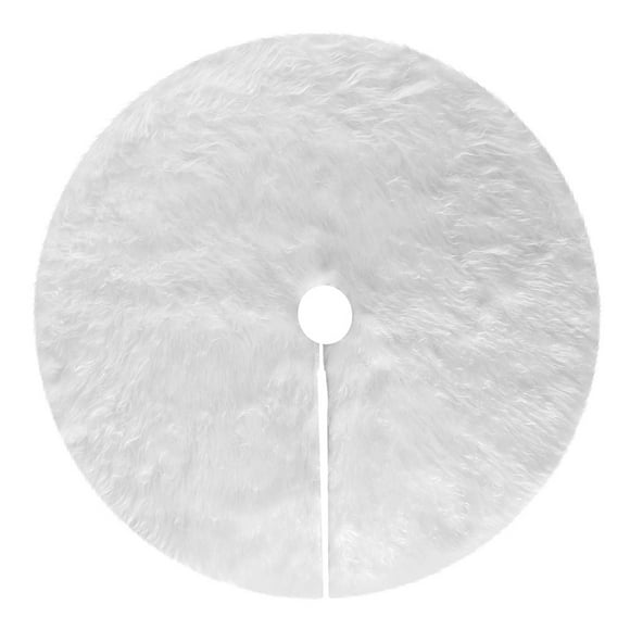 KAKOWELY 122cm Solid Color Christmas Tree Skirt Plush Fabric Christmas Tree Base Decoration Apron Wrap (White),48.03"X48.03"X0.39"