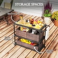 thumbnail image 3 of Outdoor Bar Cart with Removable Baskets - 3-Tier Rolling Cart for Patio, Kitchen & Living Room - Mixed Brown Steel & Rattan Design (38.2" x 15.4" x 30.3"), 3 of 7