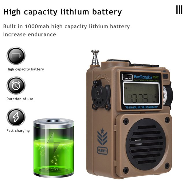HRD-701 Full-Band Digital Radio Built-in 1000mAh Lithium Battery Music Radio
