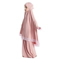 thumbnail image 4 of IDOPIP Kids Girls Abaya Muslim Full Cover Lace Hijab Dress 2pcs Kaftan Dubai Islamic Prayer Dress, 4 of 8