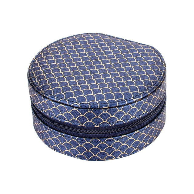 Estuche organizador para joyas jinwen caja de almacenamiento acolchado suave Azul oscuro