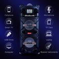 thumbnail image 3 of Lohoms Portable Wireless Speaker, Dual 10 Inch Woofer & Dual 2 Inch Tweeter High Powered Portable Trolley Bluetooth Speaker System, Microphone, Remote, Handle, Wheels, DJ LED Light, 3 of 10