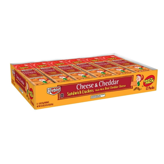 Keebler Cheese & Cheddar Sandwich Crackers Single Serve 1.8 oz Packages 12 Count