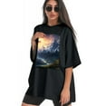 thumbnail image 3 of Plus Size Shirt for Women Black Tops for Women Short Sleeves Shirt for Women Mountainous (20) T Shirt Crewneck Shirt for Women 5XL, 3 of 5