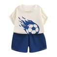 thumbnail image 2 of Letdown Toddler Boys Soccer Print Outfits Crew Neck Short Sleeve Tee Shirts and Solid Color Comfortable Shorts Activewear Two Piece Set Summer Clothes Outfits 3-12 Years Outdoor Wear, 2 of 5