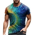 thumbnail image 1 of T-Shirts pour Hommes Décontracté Bouton Patchwork Col Rond Pull Sport Blouse Hauts Été Manches Courtes Hauts, 1 of 3