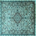 thumbnail image 1 of Ahgly Company Indoor Square Medallion Light Blue Traditional Area Rugs, 5' Square, 1 of 4