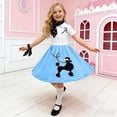 thumbnail image 4 of Staki Girls 50s Outfit Girls 1950s Poodle Skirt Costume Set, 4PCS Sock Hop Outfit, Retro 50s Dress Up Costume for Halloween, School Party 2T 3T 4T Light Pink,6-7 Years, 4 of 5