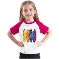 thumbnail image 6 of FamilyThread Girls Boys Short Sleeve Raglan T Shirts Kids Rainbow Striped Summer Tops Crewneck Basic Rainbow Graphic Tees 3-13 Years, 6 of 8