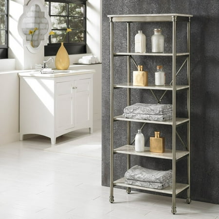Home Styles The Orleans 6-Tier Shelf, White/Silver