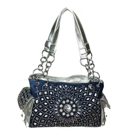 Hobo Blue Handbags - Zzfab Starburst Concealed Carry Purse Rhinestone Western Handbag Blue