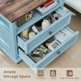 thumbnail image 6 of Nightstand with Charging Station, Farmhouse Nightstands with 2 Drawers Storage Side Table Bedside Cabinet for Bedroom Living Room - Light Blue, 6 of 8