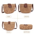 thumbnail image 3 of BadPiggies Women Straw Shoulder Bag Hollow Out Summer Beach Handbag Woven Zipper Crescent Purse (Khaki), 3 of 9