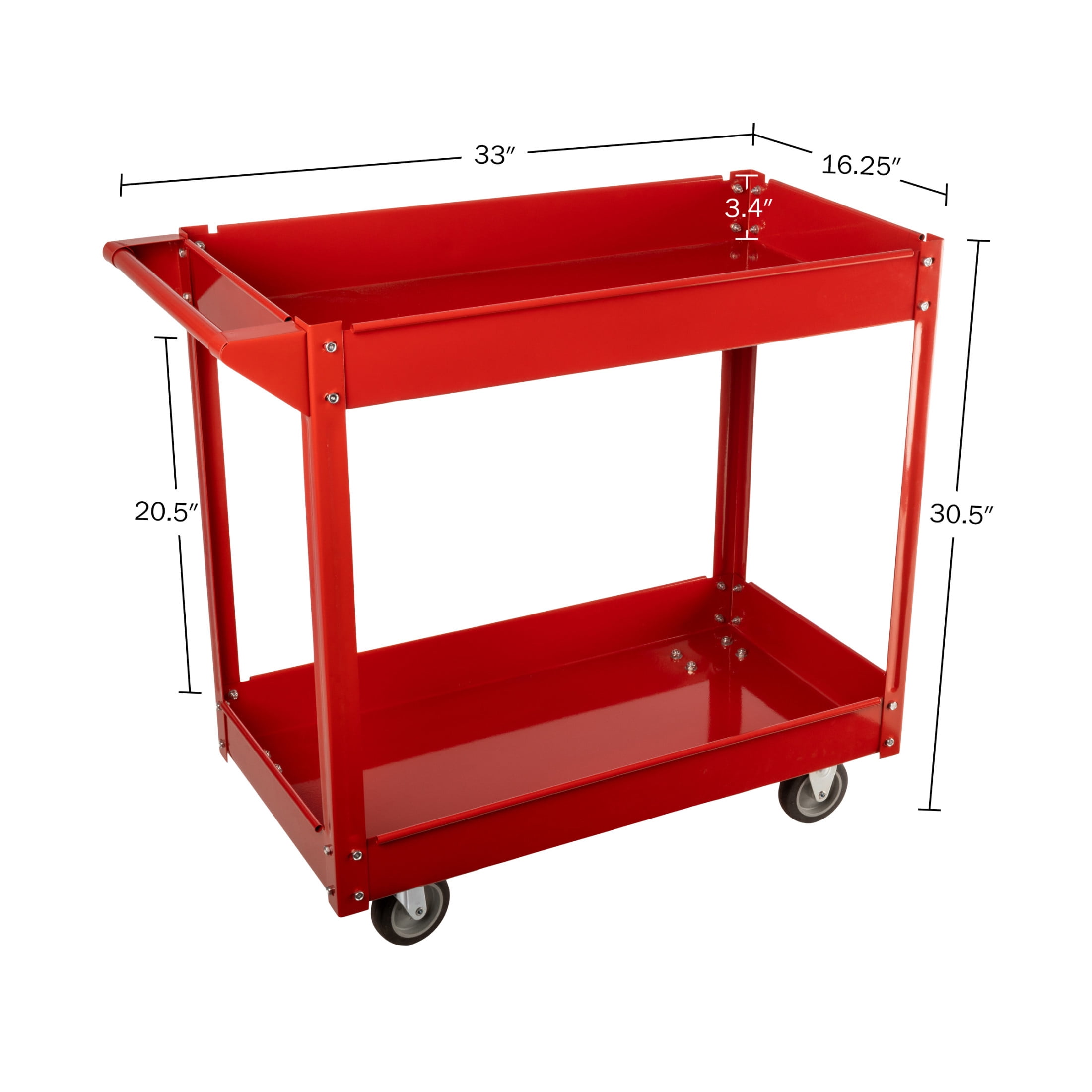 Stalwart Tool Cart - 2-Tier 330lb Capacity Rolling Utility Cart with Wheels