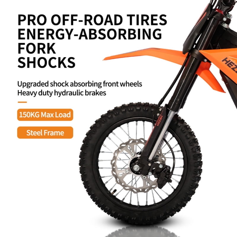 HEZZO D3 Electric Dirt Bike for Adult Teens,3500W Motor Up to 37 mph,60V 30Ah Battary, 14" Wheels, Hydraulic Disc,Full Suspension,160NM E-Motorcycle