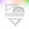 thumbnail image 3 of MasteelfCA 4Pcs Plastic Math Geometry Ruler Set Architects School Supplies (Transparent), 3 of 4