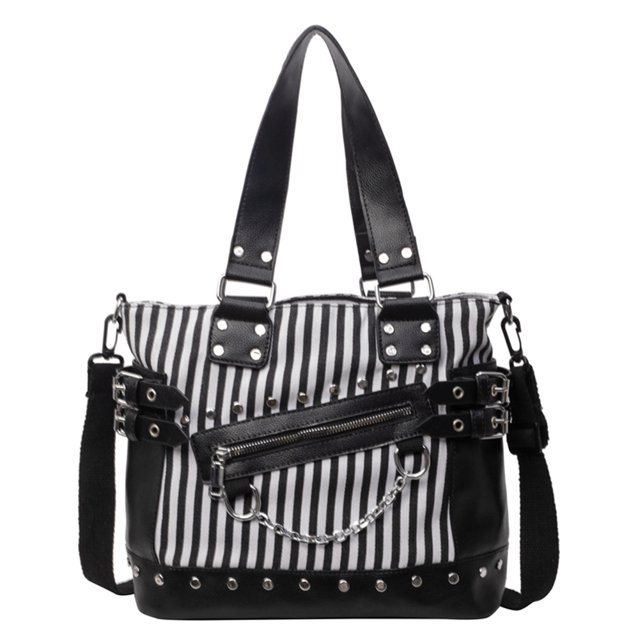 Bolso Hombro para Mujer Mano Lona Con Remaches Punk PU Fresco