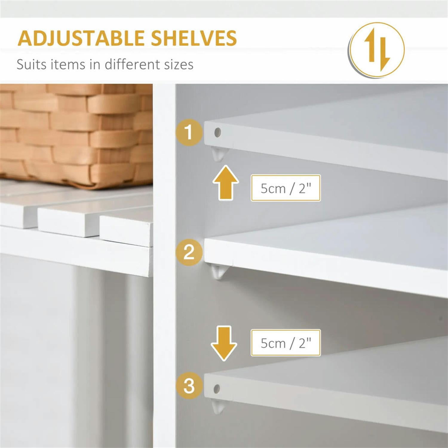 Demi Bonn Kitchen Island Cart on Wheels with Storage, Rolling Dining Room Serving Utility Carts Mobile Movable with Adjustable Shelf and Drawer, White