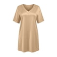 thumbnail image 5 of Frostluinai Satin Nightgowns for Women Silk Short Sleeve Nightshirt Silky T Shirt Night Gown V Neck Mini Sleepdress Loose Sleepwear S-XXL, 5 of 10