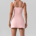 thumbnail image 7 of Casual Dresses Ladies Sexy Spaghetti Straps Solid Color Yoga Tennis Skirt Breathable Outdoor Sports Dress Women Dresses Pink XL, 7 of 7