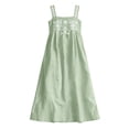 thumbnail image 6 of Ecqkame Summer Dresses for Women Square Neck Sleeveless Embroidered Floral Casual Flowy Daily Vacation Maxi Dress with Side Pockets Green L, 6 of 6