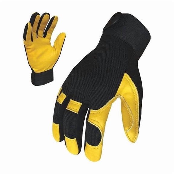 EXO Mechanics Gloves, Goatskin Palm, Polyester Back, L, Black/Gold