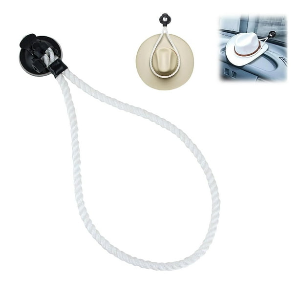 Soporte para sombrero, soporte para sombrero de vaquero para coche con ventosa, soporte multifuncional para sombrero para coche/SUV/camiones/hogar (1 unidad, blanco)