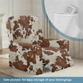 thumbnail image 2 of SCRAWLGOD Cow Print Brown Beige Recliner Slipcover Stretch Reclining Chair Covers Recliner Chair Covers with Storage Pocket Furniture Protector 4 Pieces Sofa Cover Prevent Stain, 2 of 7