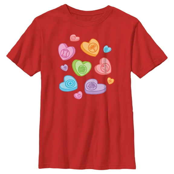 Boy's Marvel Avengers Candy Hearts Graphic Tee Red X Large