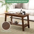 thumbnail image 4 of GloryStar 2-Tier Coffee Tables for Living Room,Mid Century Modern Coffee Table with Storage Shelf,Wooden Rectangle Small Living Roomtv Stands, Minimalist Modern Center Table,Easy Assembly, Black, 4 of 9