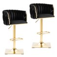 thumbnail image 2 of Homefun Velvet Bar Stools Set of 2,Modern Height Adjustable Swivel Barstools Counter Chairs with High Back & Gold Metal Base, 2 of 9