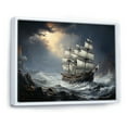 thumbnail image 2 of Designart Pirate framed wall Art, Pirate Ship Braving Stormy Seas , pirate Large framed wall art decor, grey White Framed Wall Art, 32x16 inches White Color Frame, 2 of 5