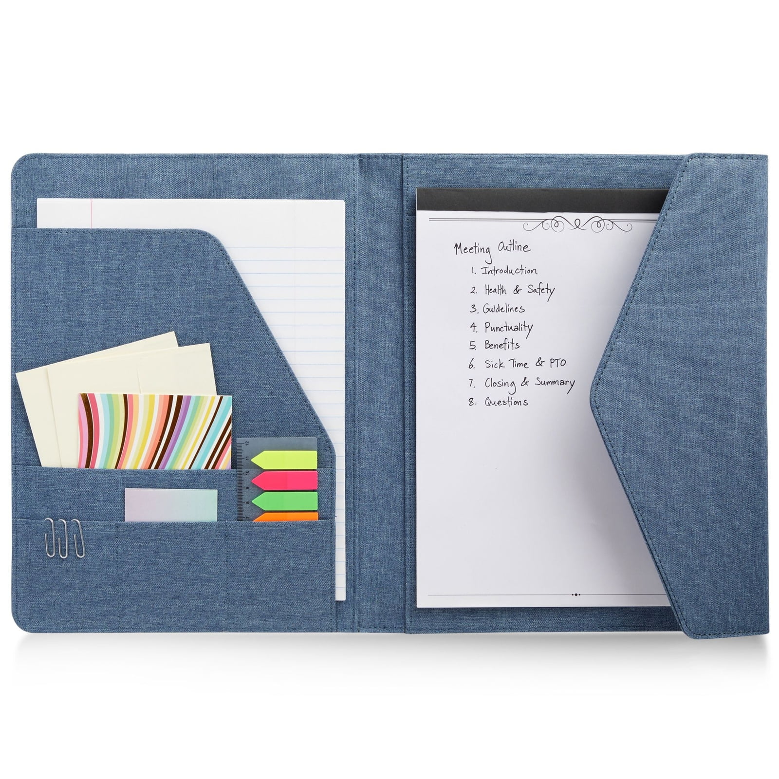 Professional Legal Notepad Portfolio, Blue Folio Notebook for Office