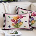 thumbnail image 2 of Spring Tulips Throw Pillow Covers, Colorful Flowers Botanical Butterfly Vintage Soft Breathable Pillow Cases with Invisible Zipper, Toddler Pillowcases for Couch Bed Sofa Chair 12x20 Inches, 2 of 9