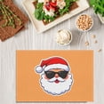 thumbnail image 3 of Cartoon Style Christmas Durable Placemats Deco for Restaurant Dining Table Coffee Table Santa Claus with Glasses and Hat Home Entrance Mat Washable Heat-Resistant Porch Mats Pack Of 6 17.7x13 Inches, 3 of 5