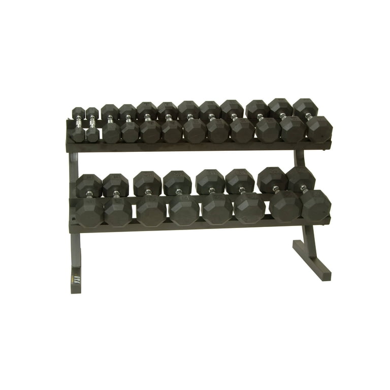 Troy 5 50 lb. Rubber Dumbbell 12 Sided Set Rack Walmart